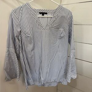 Banana Republic Blue Striped V-Neck Blouse